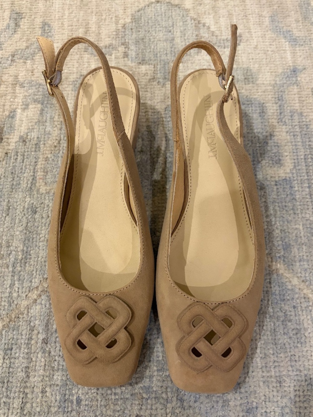 J.McLaughlin Sofia Camel Suede Slingback Heels - Square Toe - Size 7.5 - Picture 2 of 4